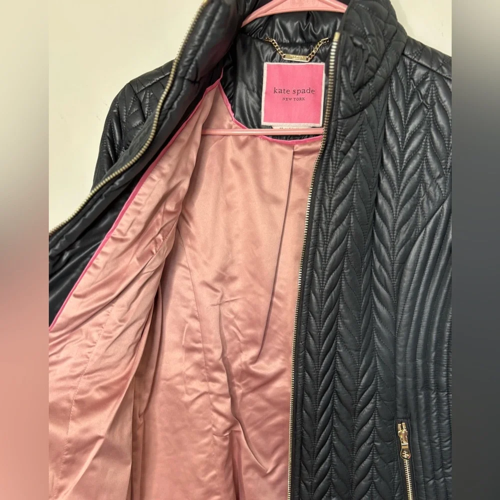 Kate Spade New York Black Quilted Jacket Water Resistant XS Fall Winter‎ NWT